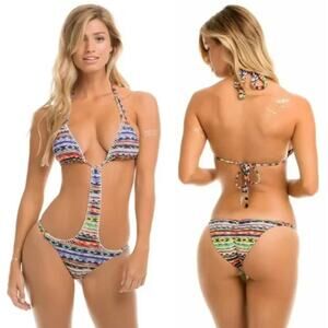 Ale by Alessandra Monokini SWIMSUIT Size M Multi Beach Blanket Cheeky NEW